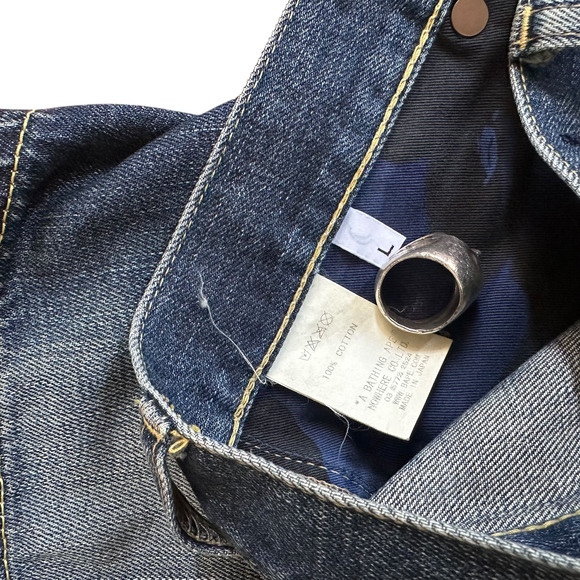 L 34 Waist Bape Jean Shorts Champion Logo Embroidered - Picture 4 of 4